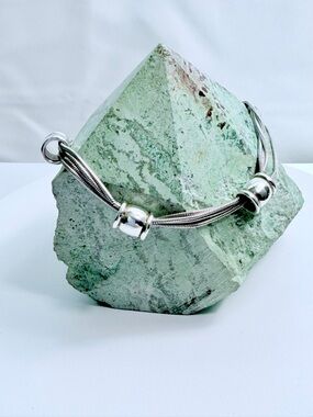 Vintage Dyadema Sterling Silver Triple Snake Chain w/8.3 MM Beads Bracelet